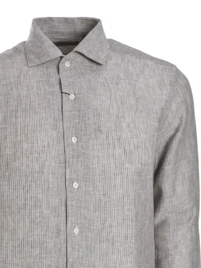 Corneliani Buttoned Striped Shirt In Gray