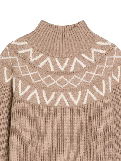Varley Marcie Fair Isle Yoke Knit Sweater Light Taupe Marl In Neutral