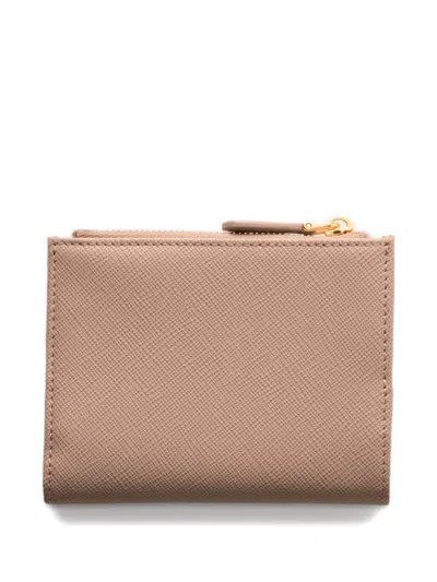 Prada Small Saffiano Leather Wallet In Neutral