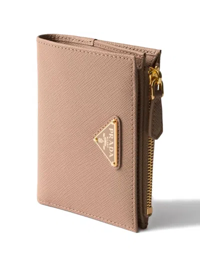 Prada Small Saffiano Leather Wallet In Neutral