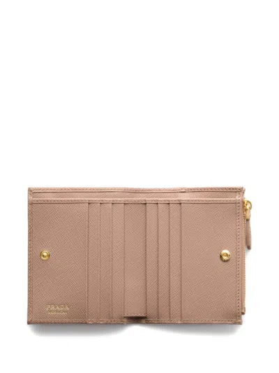 Prada Small Saffiano Leather Wallet In Neutral