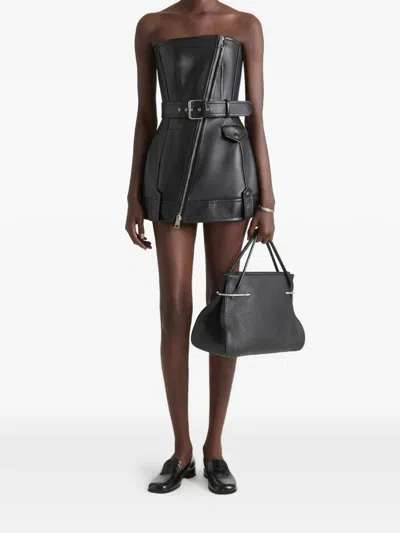 Givenchy Mini Robe Biker Bustier En Cuir In Black