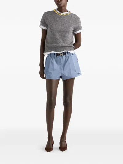 Prada Technical Canvas Shorts In Blue