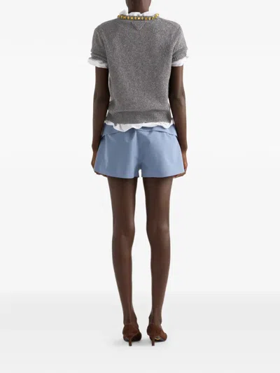 Prada Technical Canvas Shorts In Blue