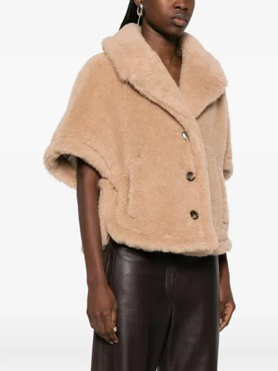 Max Mara Buttoned Jacket In Brown
