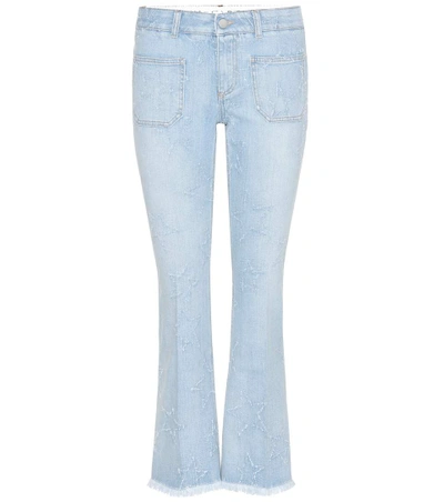 Stella Mccartney Distressed Star Flared Jeans In Blue
