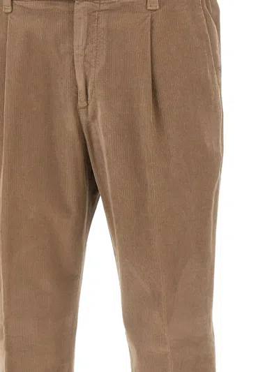 Devore Ribbed Trousers In Brown