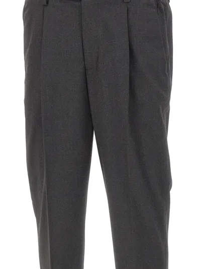 Devore Pleated Trousers In Gray