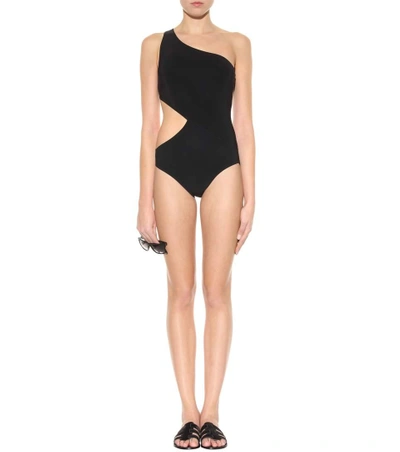 Shop Araks Elmar One-shoulder Swimsuit In Llack