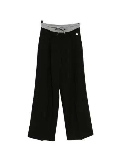 Karl Lagerfeld Ikon Double-waistband Trousers In Black