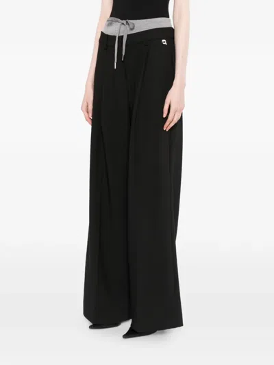 Karl Lagerfeld Ikon Double-waistband Trousers In Black