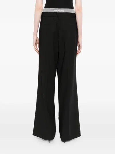 Karl Lagerfeld Ikon Double-waistband Trousers In Black