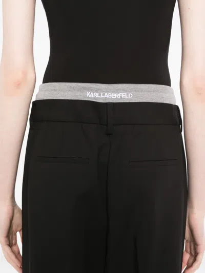 Karl Lagerfeld Ikon Double-waistband Trousers In Black
