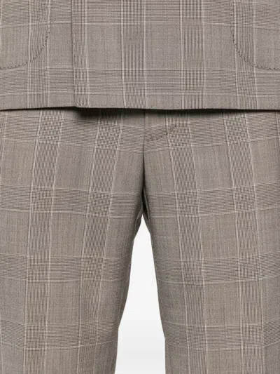 Tagliatore Double-breasted Check-pattern Suit In Brown