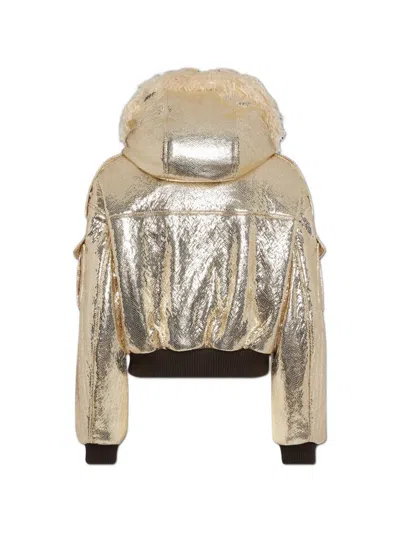 Dsquared2 Paradise Puffer Bomber In Gold