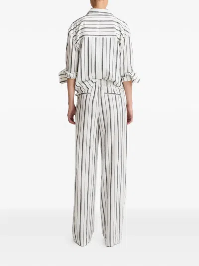 Vince Resort Stripe Drawstring Pull On Pant In White