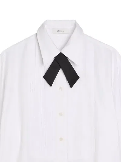 Joseph Ferrus Grosgrain-trimmed Pintucked Cotton Oxford Shirt In White