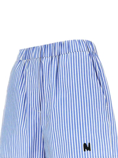 Msgm Bermuda Shorts Striped Pattern Side Pockets In Blue