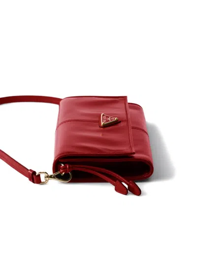 Prada Leather Wallet With Shoulder Strap In White