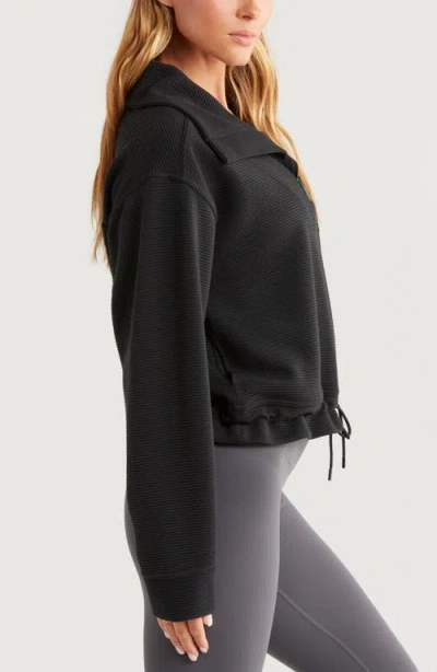 Zella Kickback Ottoman Half Zip Pullover In Black
