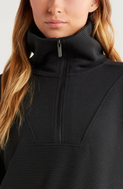 Zella Kickback Ottoman Half Zip Pullover In Black