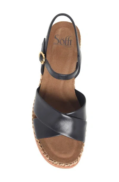 Söfft Devyn Slingback Espadrille Platform Wedge Sandal In Black