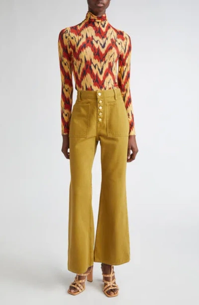 Ulla Johnson Aurelia Geometric Turtleneck Top In Red