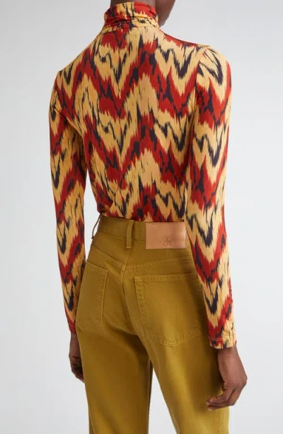 Ulla Johnson Aurelia Geometric Turtleneck Top In Red
