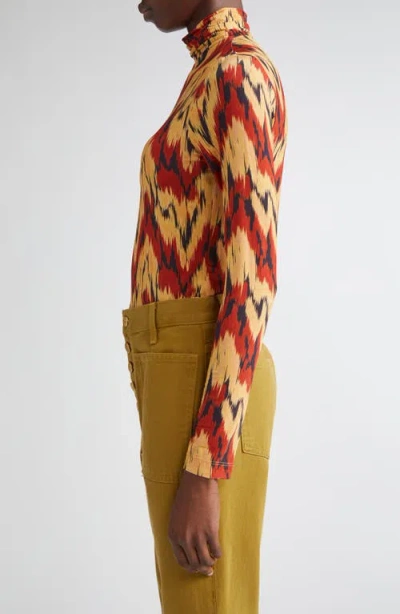 Ulla Johnson Aurelia Geometric Turtleneck Top In Red