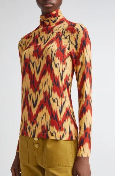 Ulla Johnson Aurelia Geometric Turtleneck Top In Red