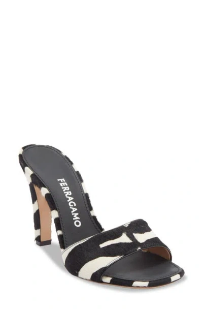 Ferragamo Tatiana Zebra Print High-heeled Sandals In Black