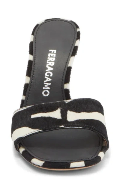 Ferragamo Tatiana Zebra Print High-heeled Sandals In Black