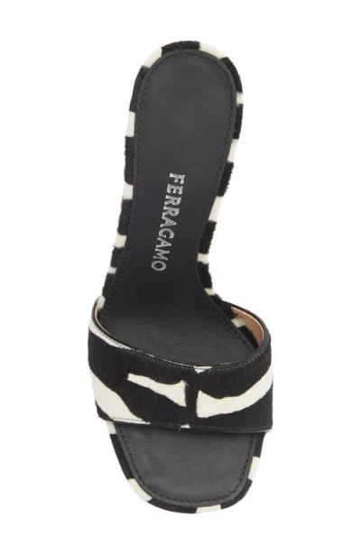Ferragamo Tatiana Zebra Print High-heeled Sandals In Black