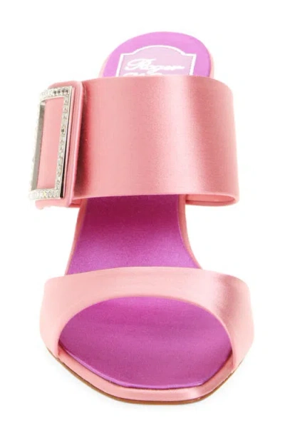 Roger Vivier Trompette 85 Crystal-embellished Satin Mules In Pink