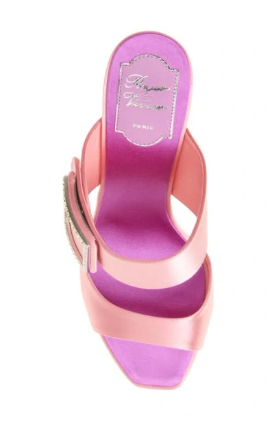 Roger Vivier Trompette 85 Crystal-embellished Satin Mules In Pink
