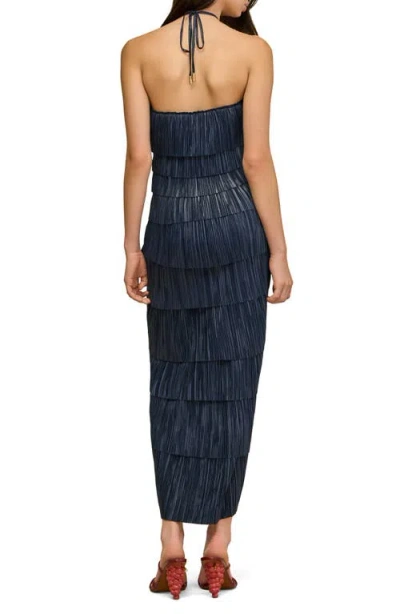 Cult Gaia Patrizia Halter-neck Pleated Midi Dress In Blue