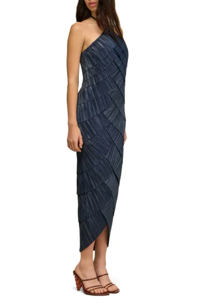 Cult Gaia Patrizia Halter-neck Pleated Midi Dress In Blue