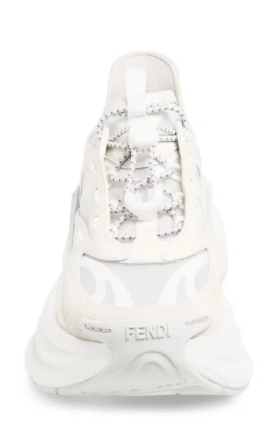 Fendi Light Mesh Sneakers Chunky Sole Pull Tab In White