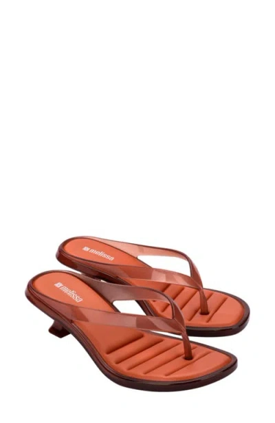 Melissa Jelly Kitten Heel Flip Flops Brown In Orange