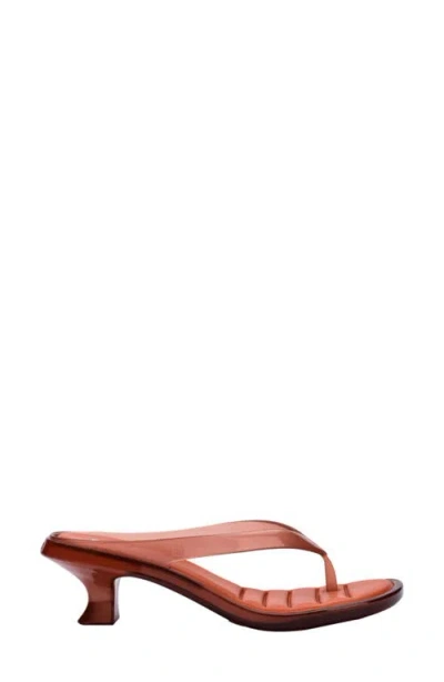Melissa Jelly Kitten Heel Flip Flops Brown In Orange