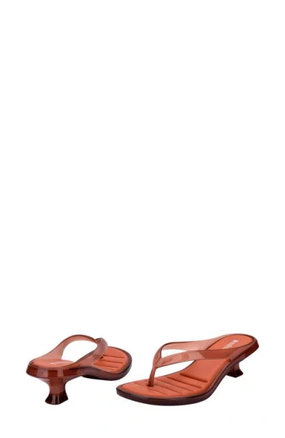 Melissa Jelly Kitten Heel Flip Flops Brown In Orange