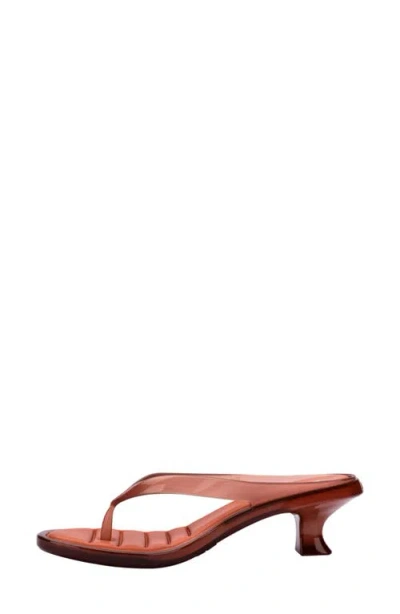 Melissa Jelly Kitten Heel Flip Flops Brown In Orange