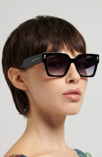 Etro 55mm Gradient Rectangular Sunglasses In Black