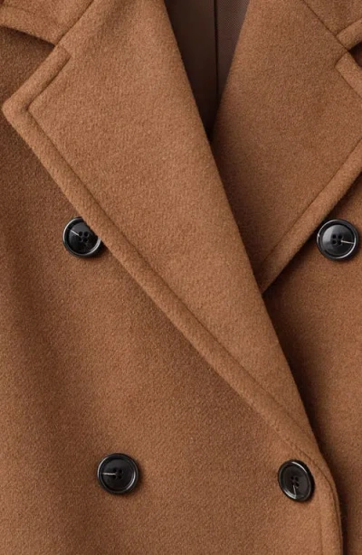 Mango Double Breasted Coat In Brown