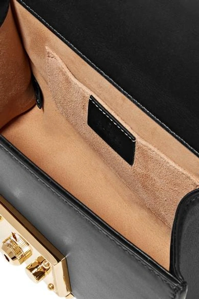 Shop Gucci Padlock Small Faux Pearl-embellished Studded Leather Shoulder Bag