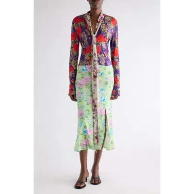 Acne Studios Scarf-detailed Floral-print Crepe Midi Dress In Multi