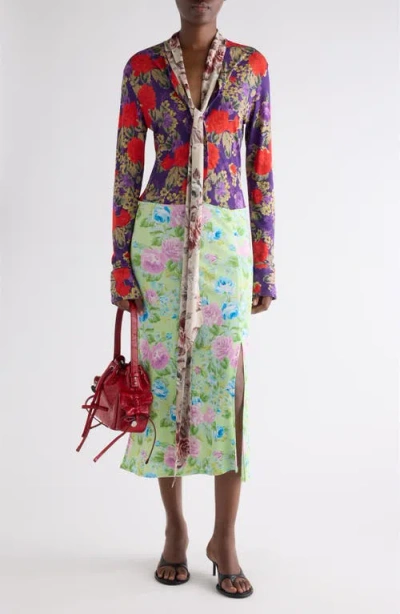 Acne Studios Scarf-detailed Floral-print Crepe Midi Dress In Multi