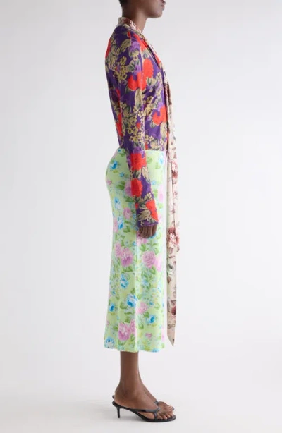Acne Studios Scarf-detailed Floral-print Crepe Midi Dress In Multi