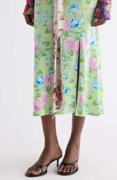 Acne Studios Scarf-detailed Floral-print Crepe Midi Dress In Multi