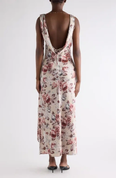 Acne Studios Womens Multi Beige Dotti Floral-print Satin Midi Dress In Brown